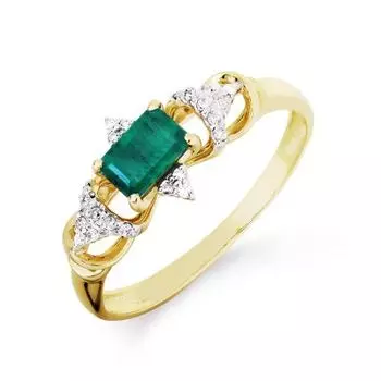Кольцо с изумрудом и бриллиантами Линии Любви