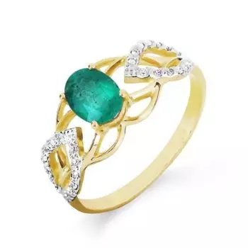 Кольцо с изумрудом и бриллиантами Линии Любви