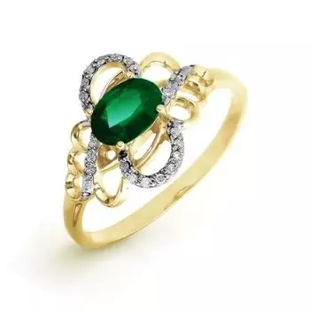 Кольцо с изумрудом и бриллиантами Линии Любви