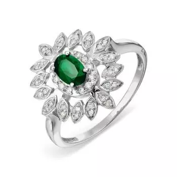 Кольцо с изумрудом и бриллиантами Линии Любви