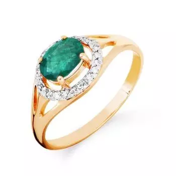 Кольцо с изумрудом и бриллиантами Линии Любви
