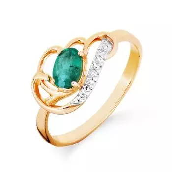 Кольцо с изумрудом и бриллиантами Линии Любви