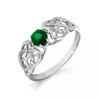 Кольцо с изумрудом и бриллиантами Линии Любви