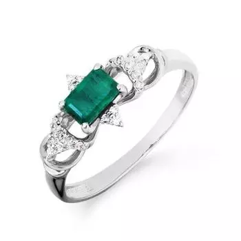 Кольцо с изумрудом и бриллиантами Линии Любви