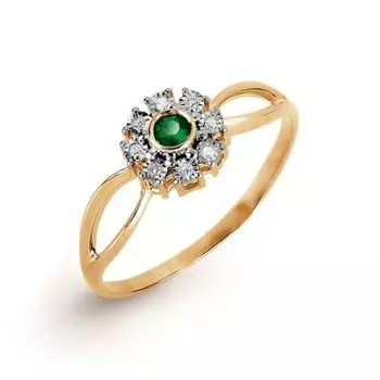 Кольцо с изумрудом и бриллиантами Линии Любви