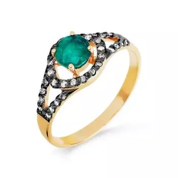 Кольцо с изумрудом и бриллиантами Линии Любви