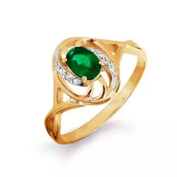 Кольцо с изумрудом и бриллиантами Линии Любви
