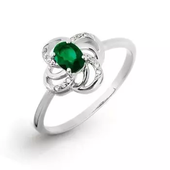 Кольцо с изумрудом и бриллиантами Линии Любви