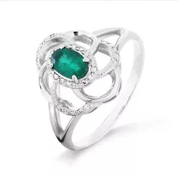 Кольцо с изумрудом и бриллиантами Линии Любви