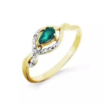 Кольцо с изумрудом и бриллиантами Линии Любви