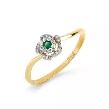 Кольцо с изумрудом и бриллиантами Линии Любви