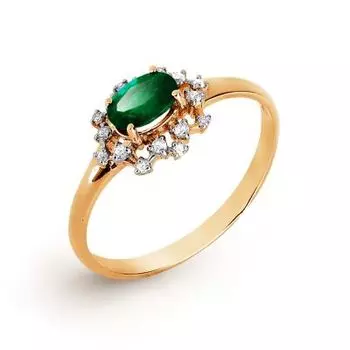 Кольцо с изумрудом и бриллиантами Линии Любви