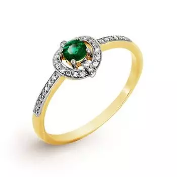 Кольцо с изумрудом и бриллиантами Линии Любви