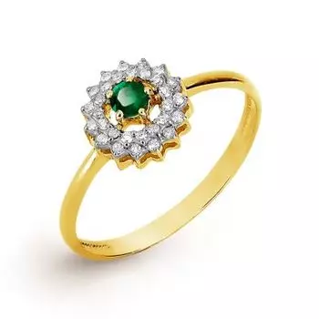 Кольцо с изумрудом и бриллиантами Линии Любви