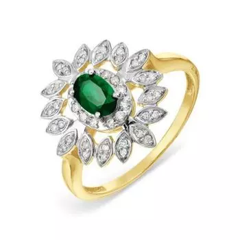Кольцо с изумрудом и бриллиантами Линии Любви