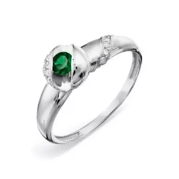 Кольцо с изумрудом и бриллиантами Линии Любви