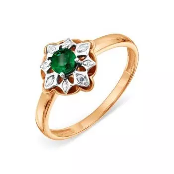 Кольцо с изумрудом и бриллиантами Линии Любви