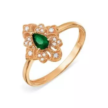 Кольцо с изумрудом и бриллиантами Линии Любви