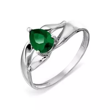 Кольцо с изумрудом искусственным Линии Любви