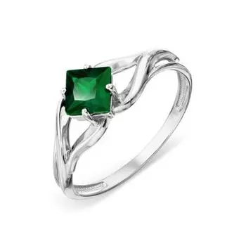 Кольцо с изумрудом искусственным Линии Любви