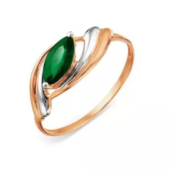 Кольцо с изумрудом искусственным Линии Любви