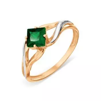 Кольцо с изумрудом искусственным Линии Любви