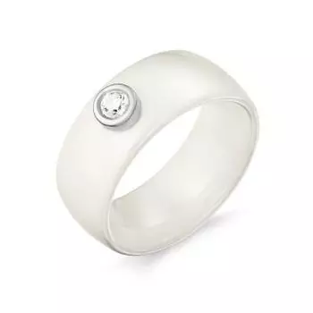 Кольцо с керамикой и фианитом Линии Любви