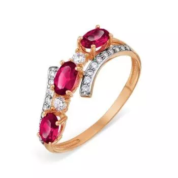 Кольцо с корундами и фианитами Линии Любви