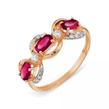 Кольцо с корундами и фианитами Линии Любви