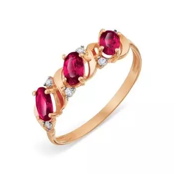 Кольцо с корундами и фианитами Линии Любви