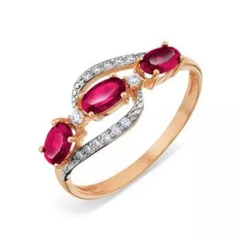 Кольцо с корундами и фианитами Линии Любви