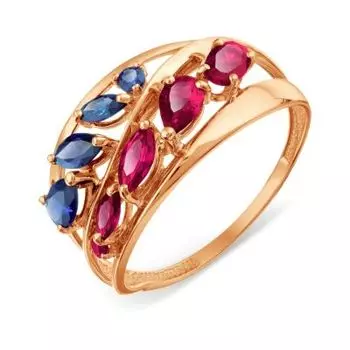 Кольцо с корундами и сапфирами Линии Любви