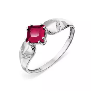 Кольцо с корундом и фианитами Линии Любви