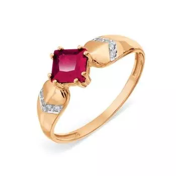 Кольцо с корундом и фианитами Линии Любви