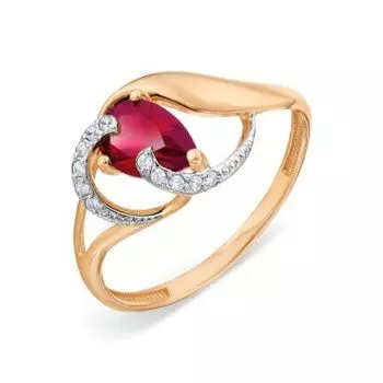 Кольцо с корундом и фианитами Линии Любви