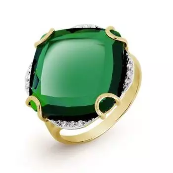 Кольцо с кварцем и фианитами Линии Любви