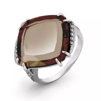 Кольцо с кварцем и фианитами Линии Любви