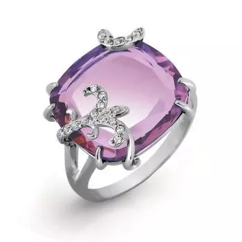 Кольцо с кварцем и фианитами Линии Любви