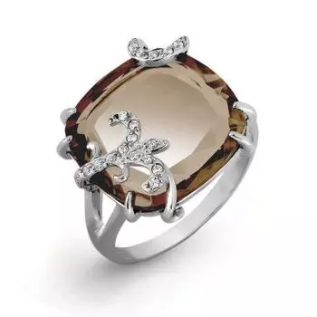 Кольцо с кварцем и фианитами Линии Любви