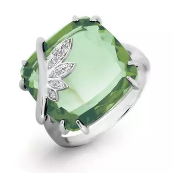 Кольцо с кварцем и фианитами Линии Любви