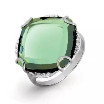 Кольцо с кварцем и фианитами Линии Любви