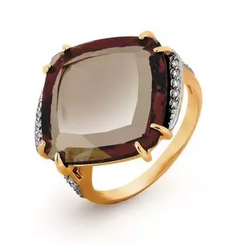 Кольцо с кварцем и фианитами Линии Любви