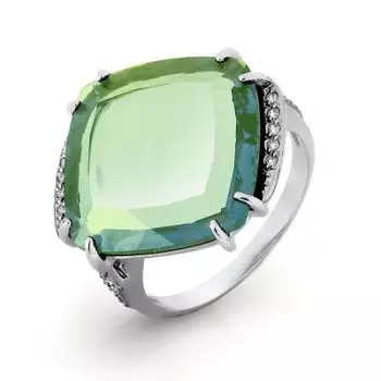 Кольцо с кварцем и фианитами Линии Любви