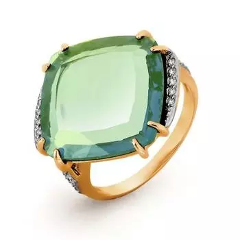 Кольцо с кварцем и фианитами Линии Любви