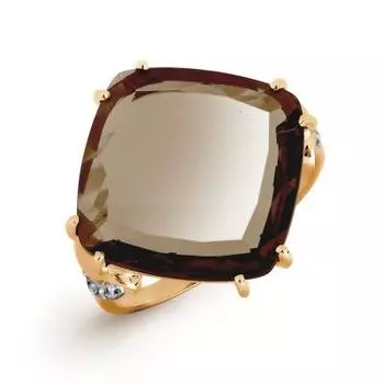 Кольцо с кварцем и фианитами Линии Любви