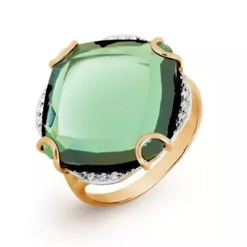 Кольцо с кварцем и фианитами Линии Любви