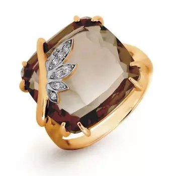 Кольцо с кварцем и фианитами Линии Любви