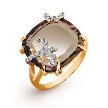 Кольцо с кварцем и фианитами Линии Любви