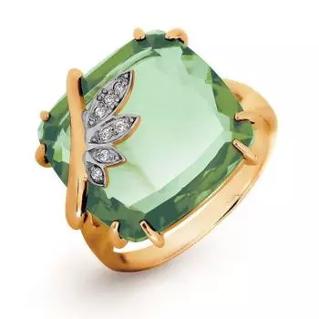 Кольцо с кварцем и фианитами Линии Любви