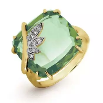 Кольцо с кварцем и фианитами Линии Любви